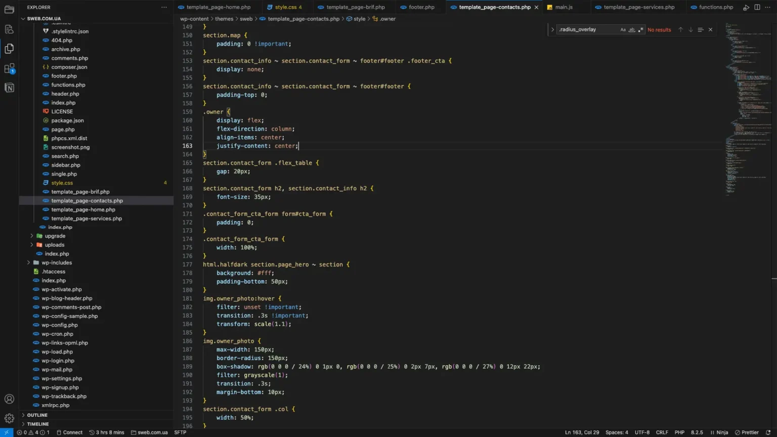 A website before redesign by SWEB
